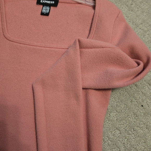 Express Pink Square Neck Long Sleeve Top - Picture 4 of 8